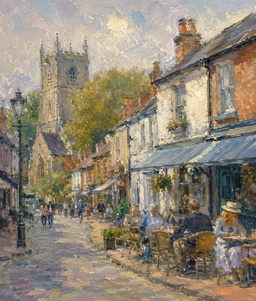 High Street, by Charles Hobbyart, Oil on Wooden Panel, 2024