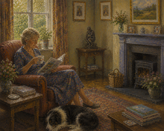 Jane Reading, by Charles Hobbyart, Oil on Wooden Panel, 2025