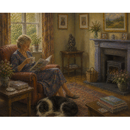 Jane Reading, by Charles Hobbyart, Oil on Wooden Panel, 2025