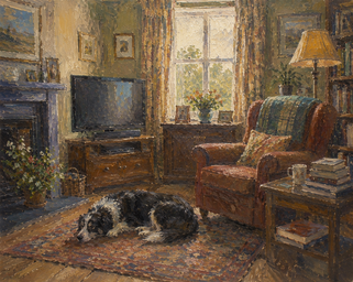 My Living Room, by Charles Hobbyart, Oil on Canvas, 2024