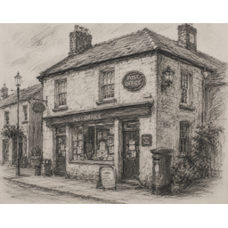 Post Office, by Charles Hobbyart, Charcoal, 2025