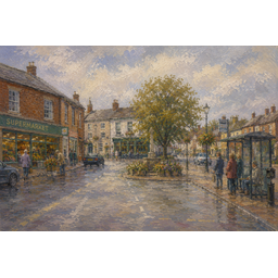 Town Square, by Charles Hobbyart, Oil on Canvas, 2025